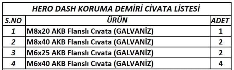 DASH 125-110 UYUMLU ETRAF KORUMA DEMİRİ