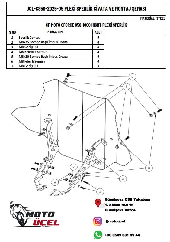 CFORCE 850-1000 HIGHT ATV UYUMLU CAM