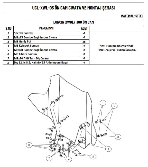 LONCIN XWOLF 300 ATV UYUMLU CAM