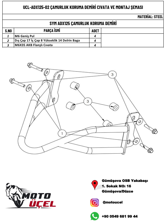 ADX 125 UYUMLU ÖN ÇAMURLUK KORUMA