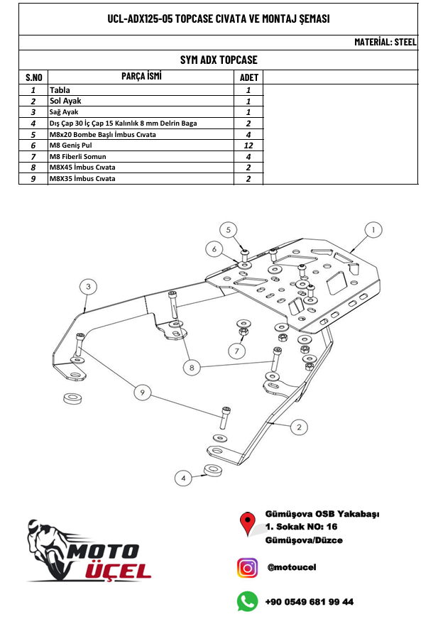 ADX 125 UYUMLU ÇANTA DEMİRİ