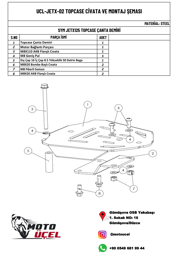 JET X 125 UYUMLU ÇANTA DEMİRİ