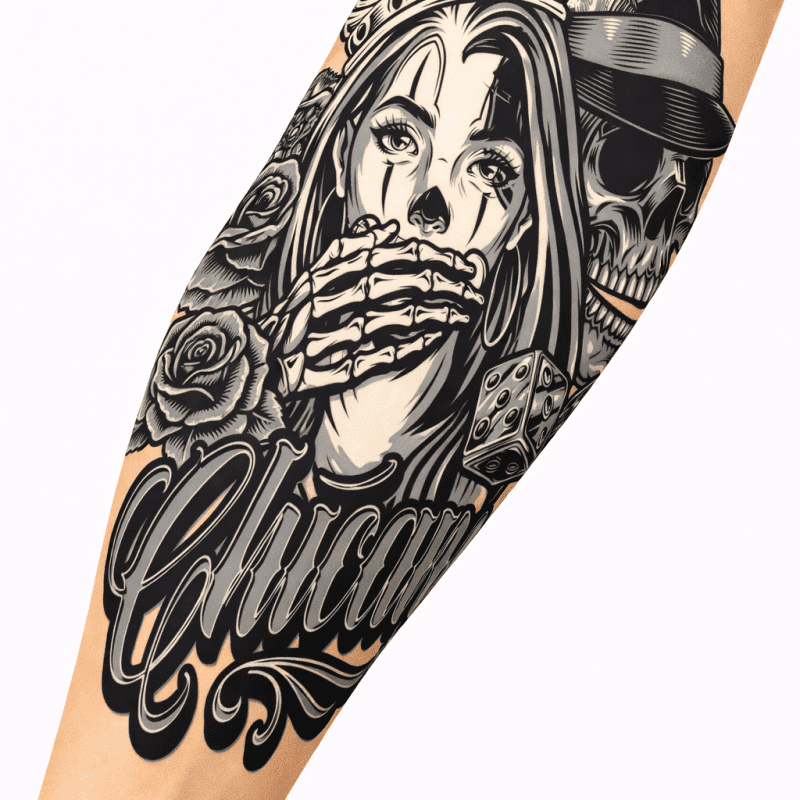 KOL ÇORABI DÖVME DESENLİ(TEK KOL) 38